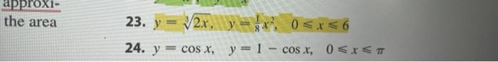 \( y=\sqrt[3]{2 x}, \quad y=\frac{1}{8} x^{2}, \quad 0 \leqslant x \leqslant 6 \) \( y=\cos x, \quad y=1-\cos x, \quad 0 \leq