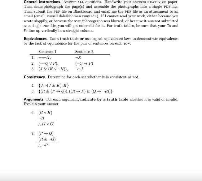 Solved General instructions. Answer ALL questions. Handwrite | Chegg.com