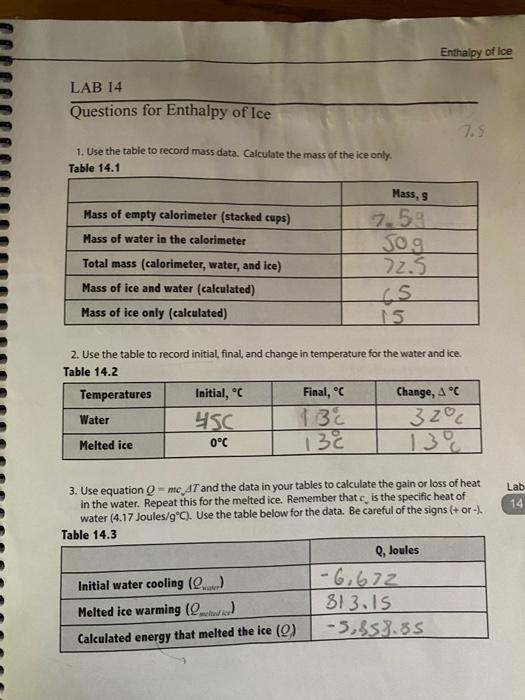 Solved 1. Use the table to record mass data. Calculate the