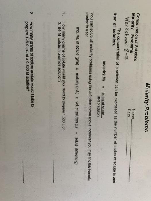 Concentration of Solution: Definition, Formulas & Solved Examples