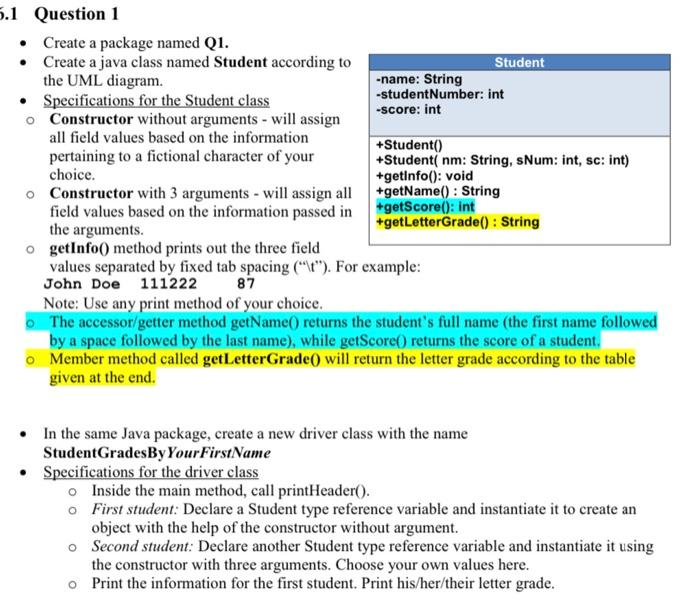 Solved 5.1 Question 1 • Create a package named Q1. • Create | Chegg.com