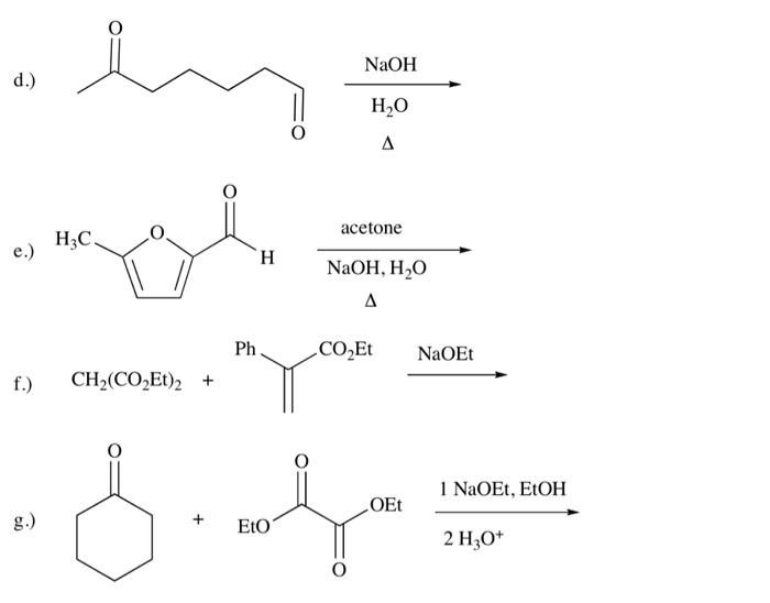 Solved d.) e.) f.) CH2(CO2Et)2+ g.) | Chegg.com