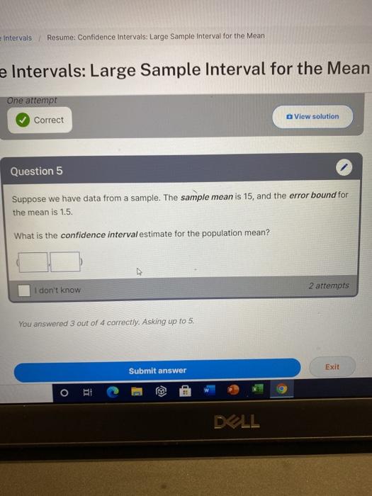 Solved Intervals Resume: Confidence intervals: Large Sample | Chegg.com