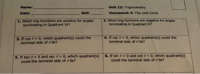 unit 12 trigonometry homework 4 answer key