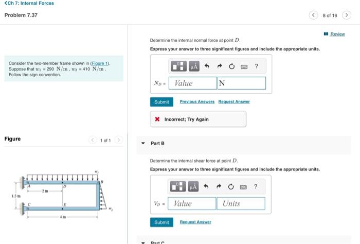 Solved Determine the internal normal force at point D. | Chegg.com