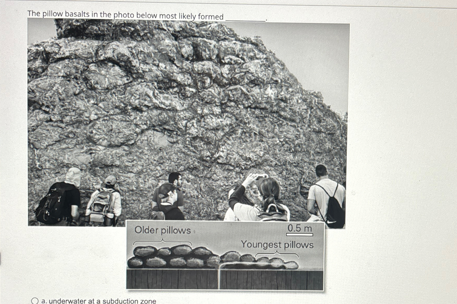Solved The pillow basalts in the photo below most likely | Chegg.com