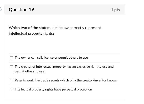 Solved > Question 19 1 pts Which two of the statements below | Chegg.com