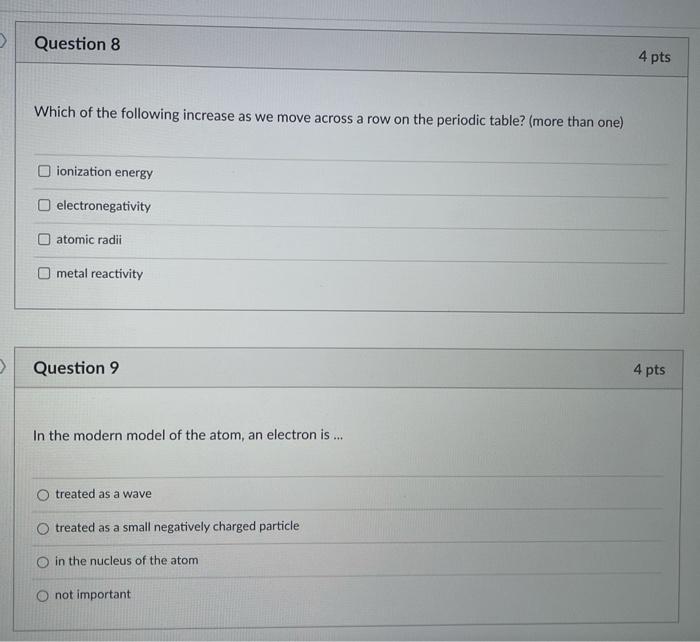 Solved Question 8 4 pts Which of the following increase as | Chegg.com