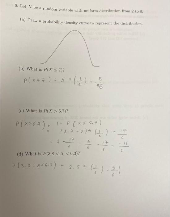 Solved 6 Let X Be A Random Variable With Uniform 8598