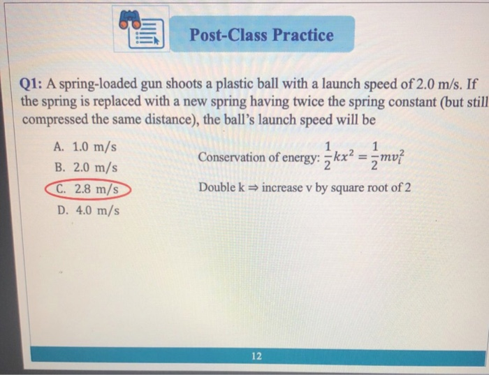 Post Class Practice Q1 A Spring Loaded Gun Shoots A Chegg 