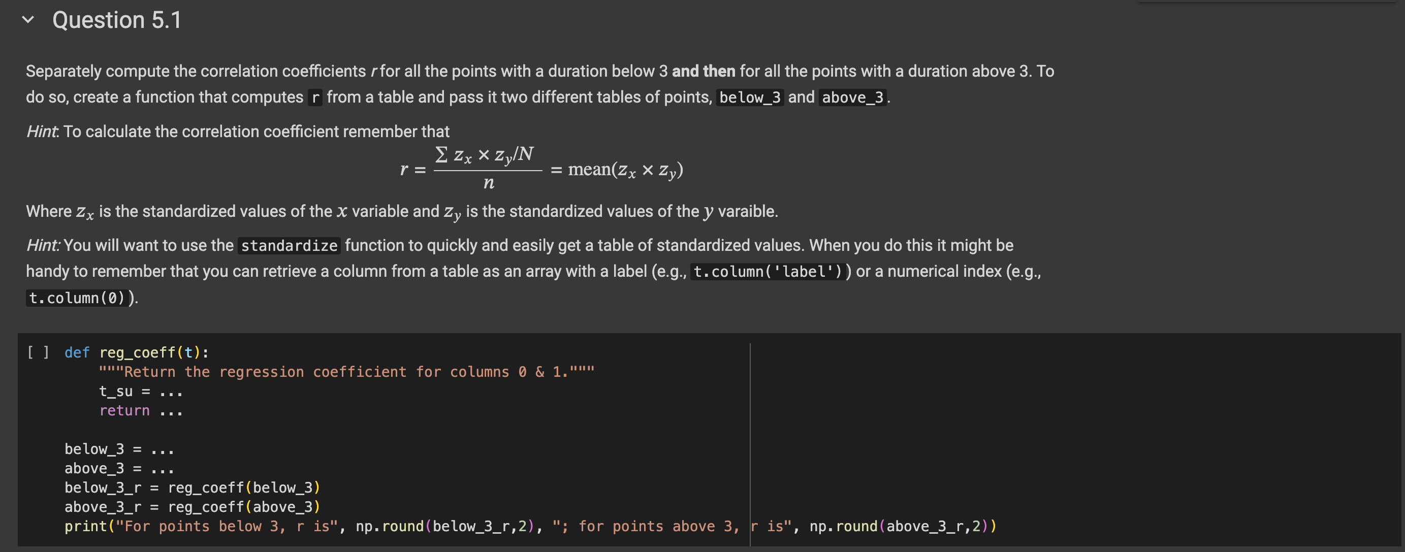 Solved Question 5.1Separately compute the correlation | Chegg.com