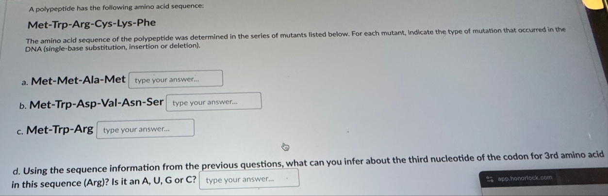 Solved A polypeptide has the following amino acid | Chegg.com