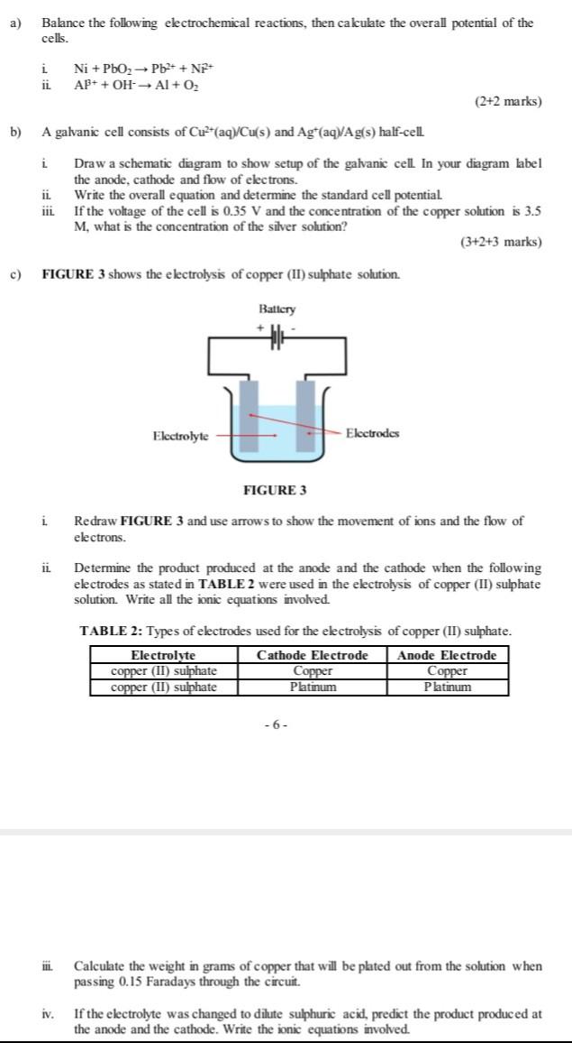 Solved Balance the following electrochemical reactions, then | Chegg.com