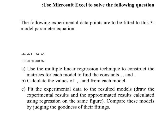 :Use Microsoft Excel to solve the following question | Chegg.com