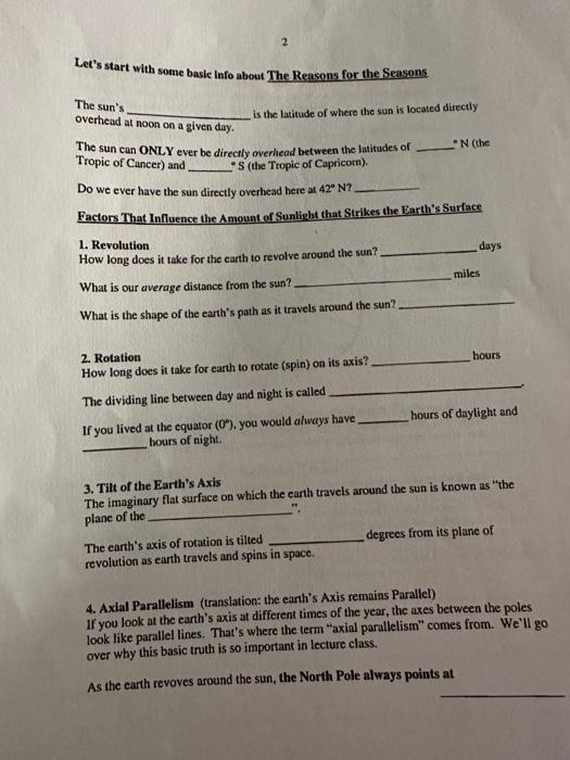 Solved 1. Revolution How long does it take for the earth to 