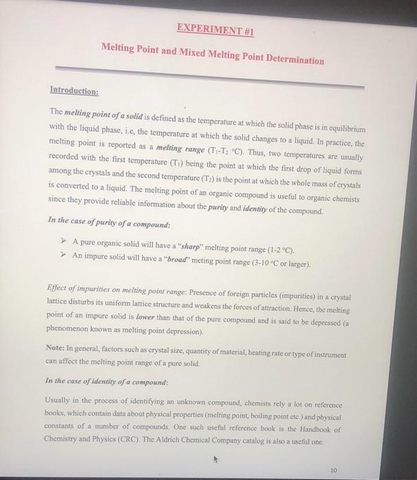 solved-experiment-1-melting-point-and-mixed-melting-point-chegg