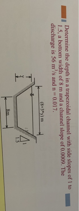 Solved Determine the depth in a trapezoidal channel with | Chegg.com