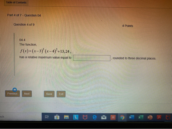 Solved Table of Contents Part 4 of 7 - Question 04 Question | Chegg.com