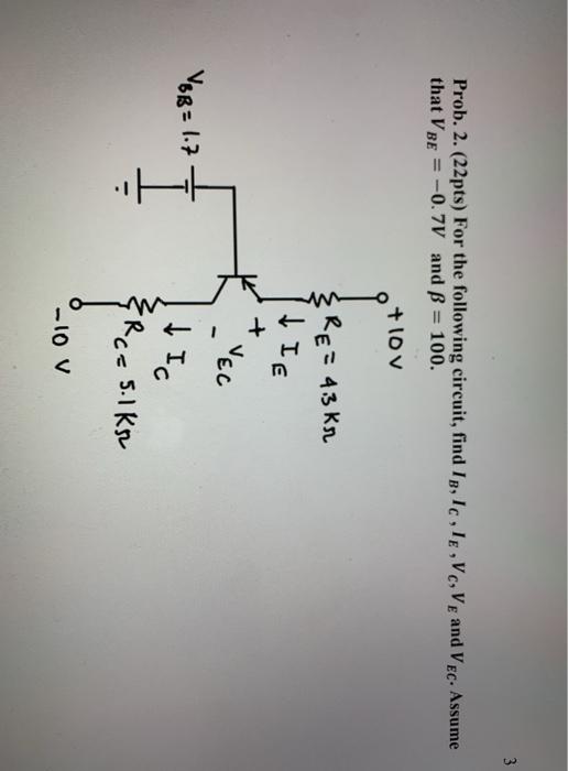 Solved 3 That V Be Prob 2 22pts For The Following Cir Chegg Com