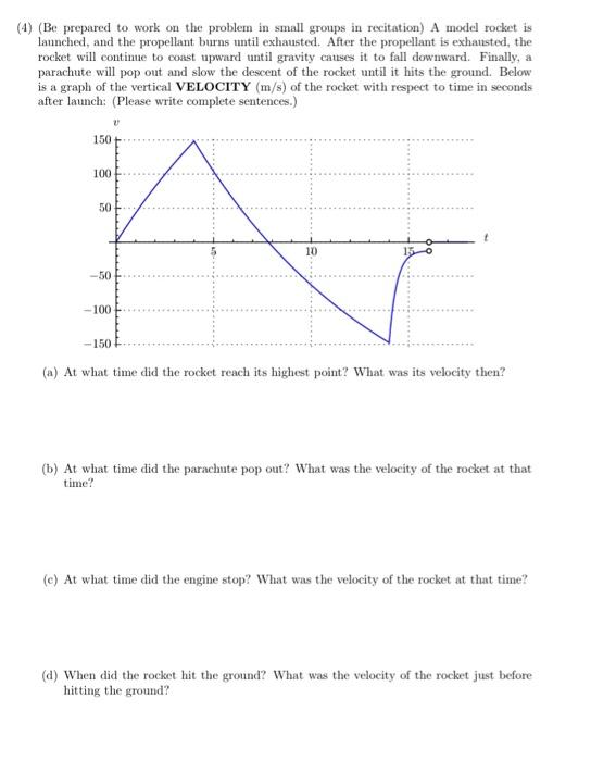 Solved (1) (Be prepared to work on the problem in small | Chegg.com