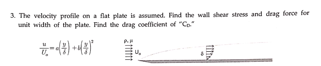 Solved The velocity profile on a flat plate is assumed. Find | Chegg.com