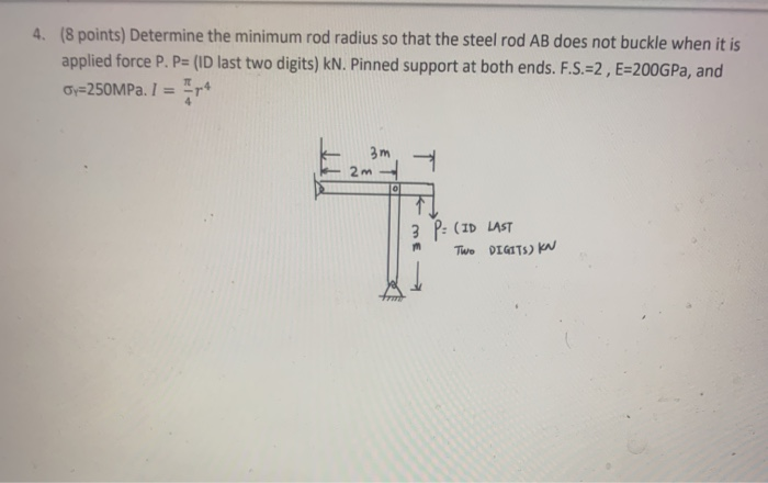 Solved 4. (8 points) Determine the minimum rod radius so | Chegg.com