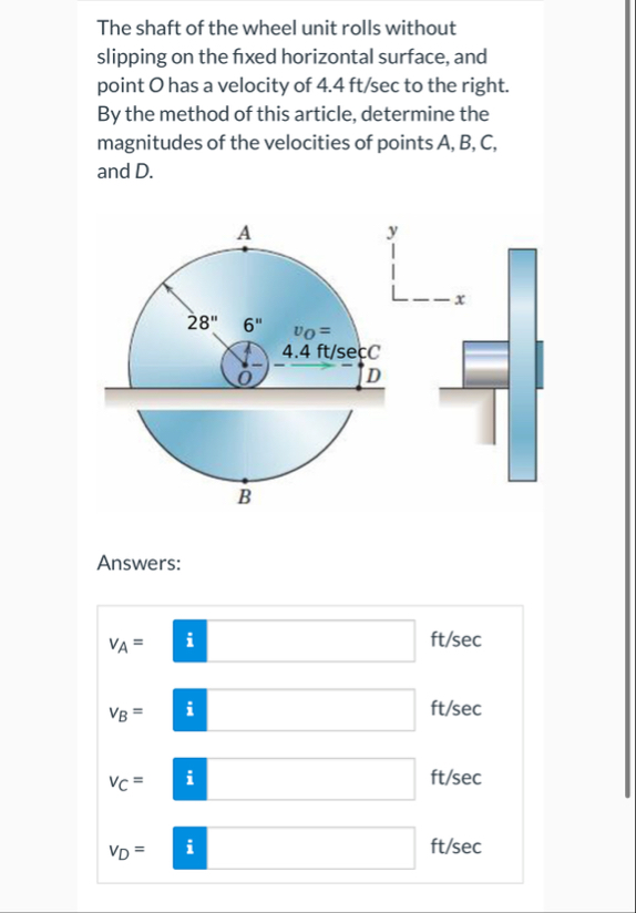 Solved The shaft of the wheel unit rolls without slipping on | Chegg.com