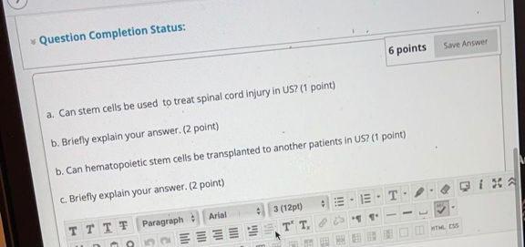 Solved Question Completion Status: 6 points Save Answer a. | Chegg.com