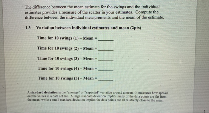 Solved The difference between the mean estimate for the | Chegg.com
