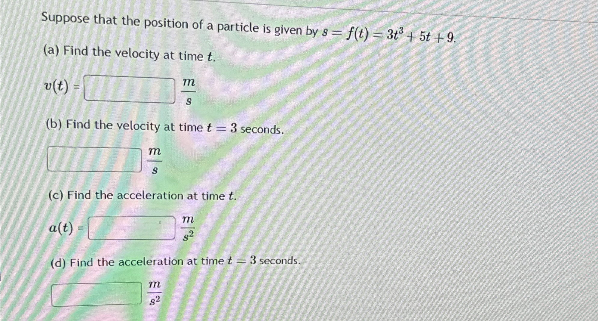 Solved Suppose that the position of a particle is given by | Chegg.com