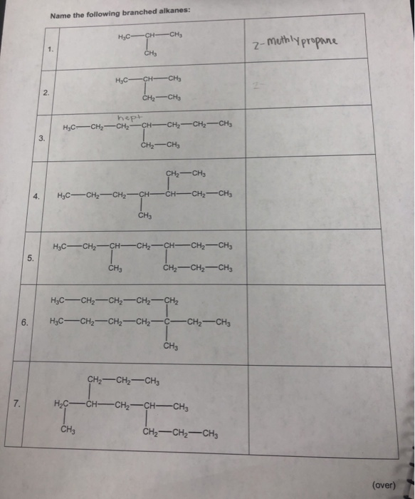 Solved Name the following branched alkanes: H₂CH CH 2-methly | Chegg.com