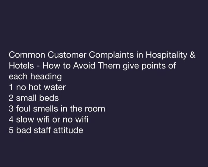 Common Customer Complaints In Hospitality