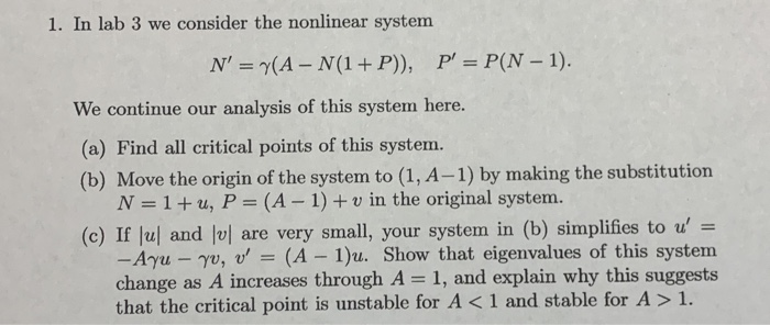 Solved 3) Nonlinear system cannot be نقطة واحدة analysed by