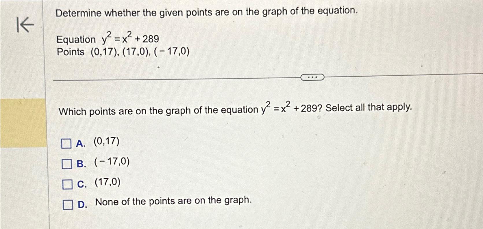 Solved Determine whether the given points are on the graph | Chegg.com