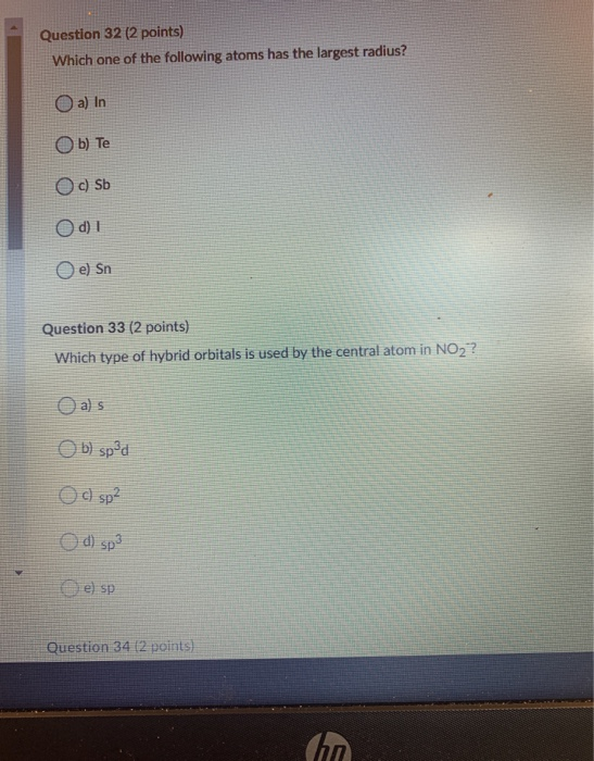 Solved Question 32 (2 points) Which one of the following | Chegg.com