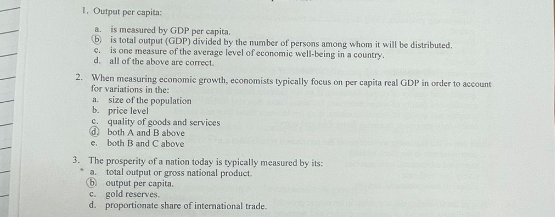 Solved Output per capita:a. ﻿is measured by GDP per | Chegg.com