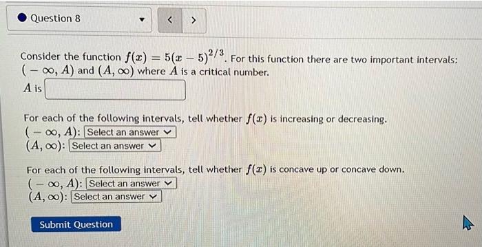 Solved Consider the function f(x)=5(x−5)2/3. For this | Chegg.com