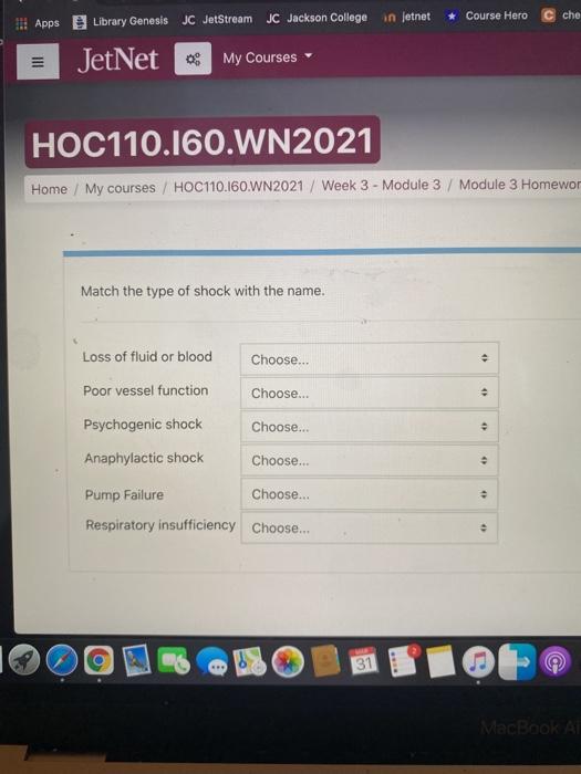 * Course Hero C che !! Apps Library Genesis JC JetStream JC Jackson College in letnet JetNet My Courses HOC110.160.WN2021 Hom