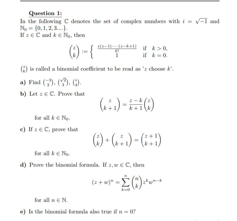 Solved Question 1 In The Following C Denotes The Set Of Chegg Com