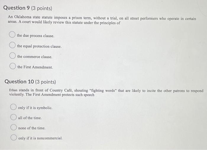 Solved Question 9 (3 points) An Oklahoma state statute