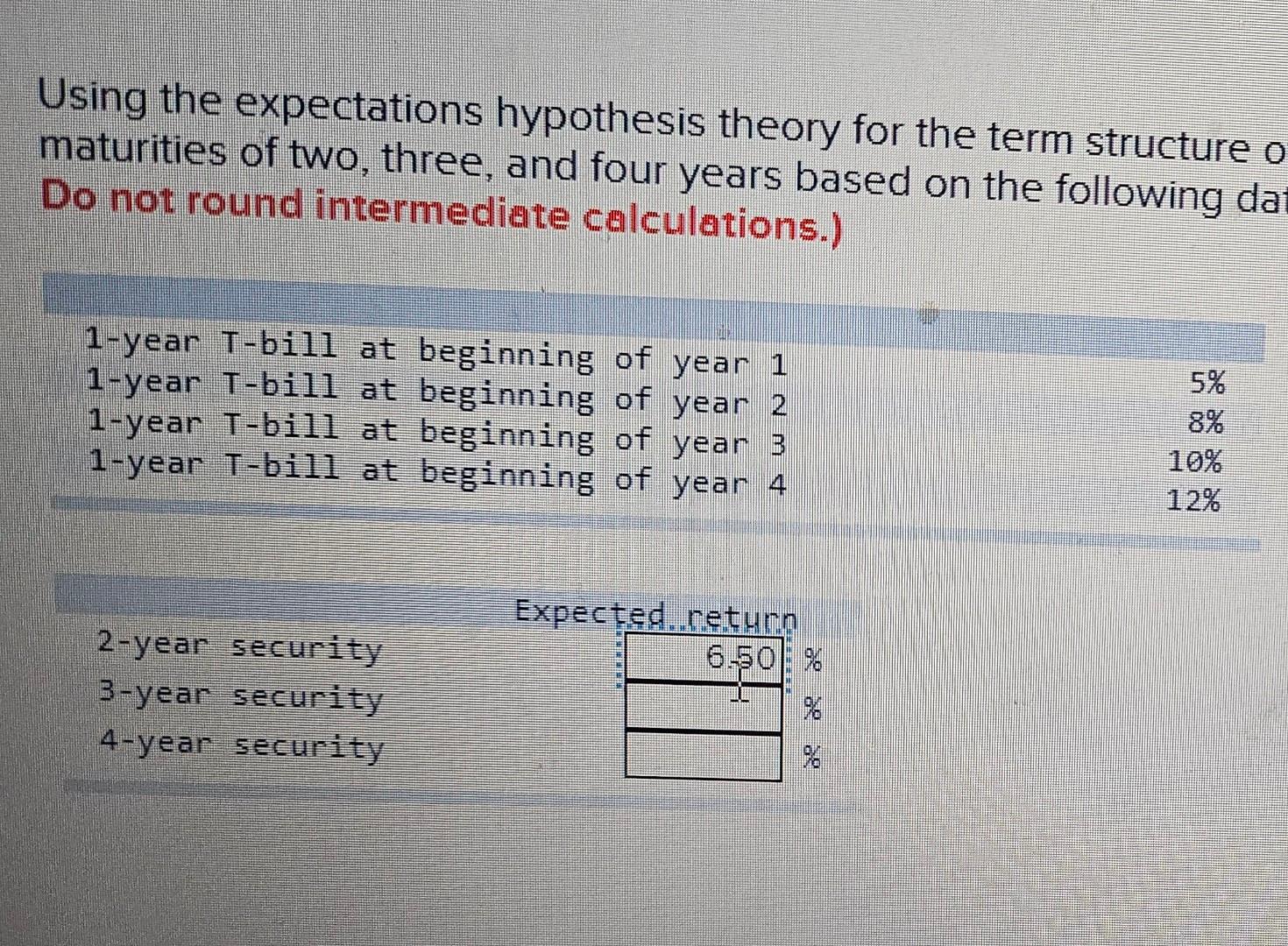 Solved Using The Expectations Hypothesis Theory For The Term 9297