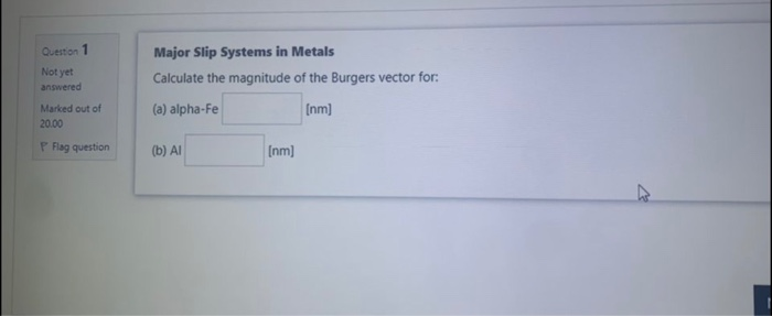 Solved Question 1 Not yet answered Major Slip Systems in | Chegg.com