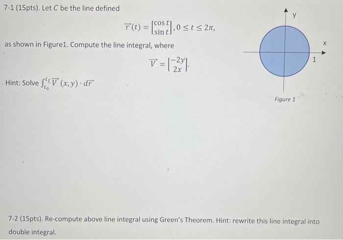 Solved 7−1 (15pts). Let C Be The Line Defined | Chegg.com