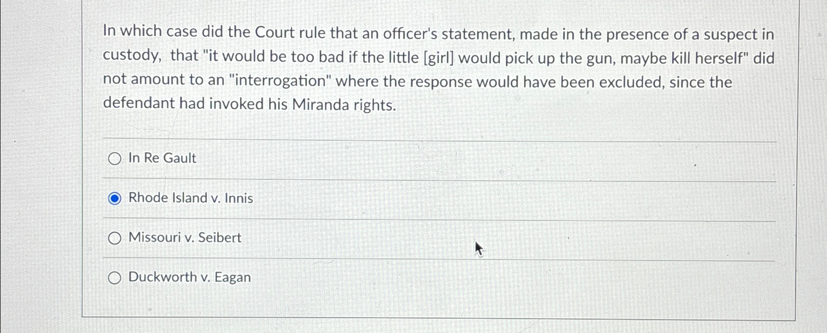 Solved In which case did the Court rule that an officer's | Chegg.com
