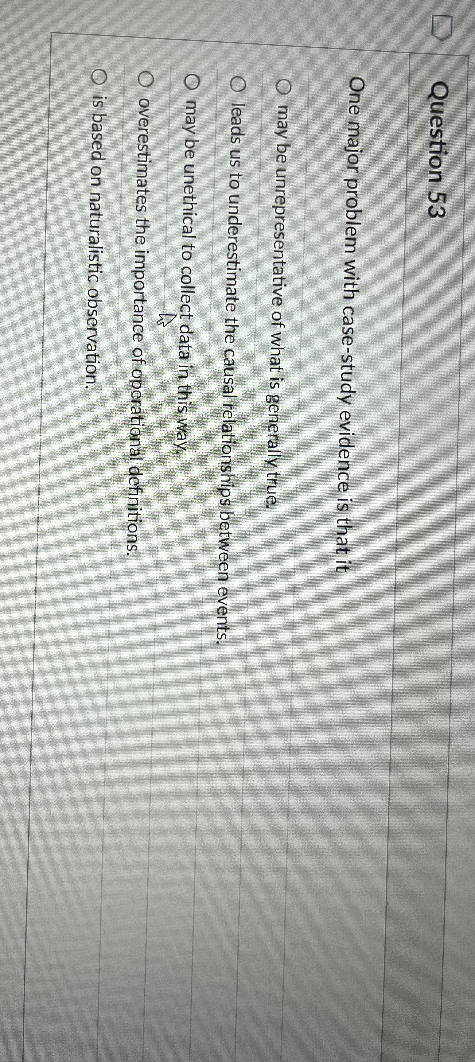 [Solved] Question 53 One major problem with casestudy ev