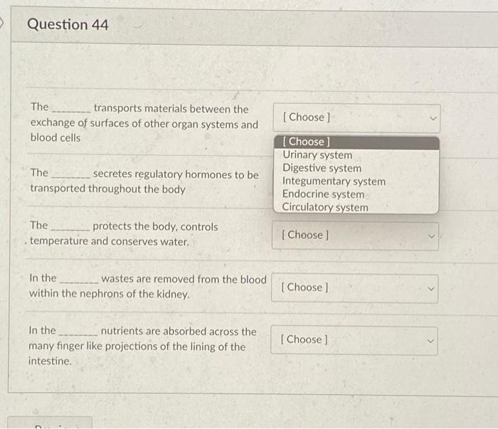 Solved Question 44 The transports materials between the | Chegg.com