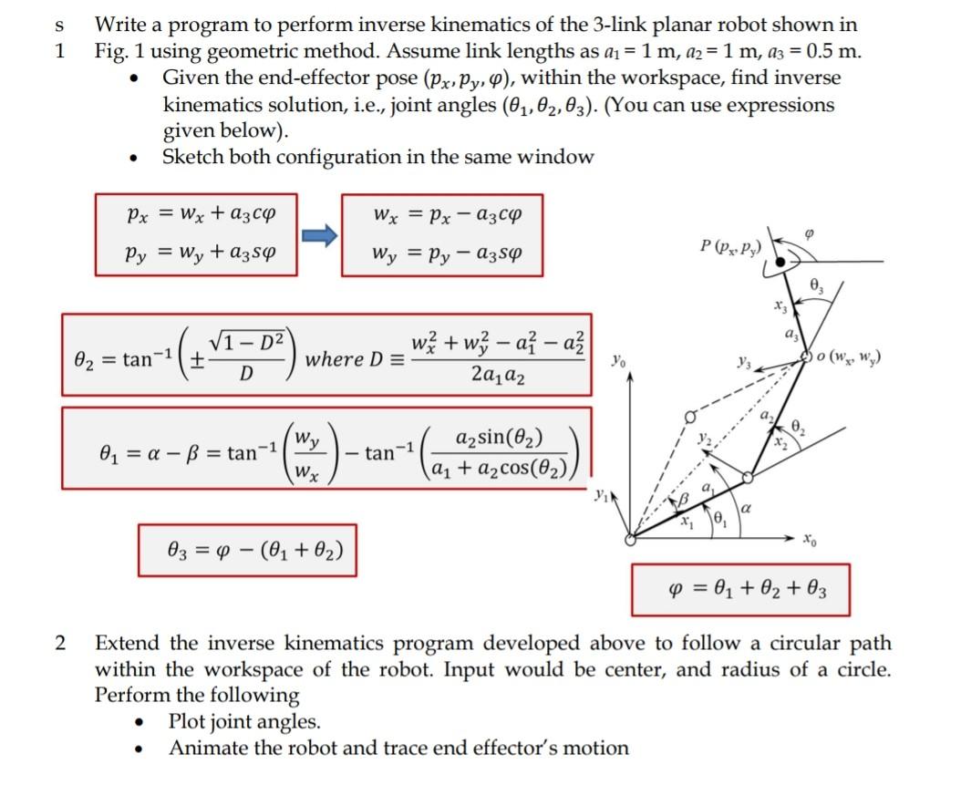 S Write A Program To Perform Inverse Kinematics Of