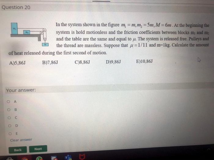 Solved Question 20 In the system shown in the figure m = m, | Chegg.com