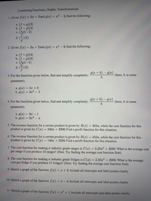 Solved Given F X 2 3x 1 And G X X 3 Determine Chegg Com
