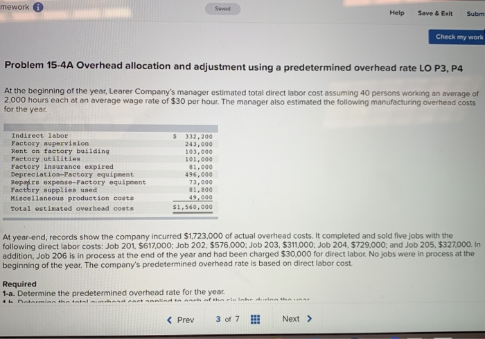 Solved mework a Saved Help Save & Exit Subm Check my work | Chegg.com